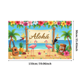 thumbnail image 3 of Tropical Themed Aloha Banner with Flamingos Pineapples and Tiki Decors Hawaiian Party Backdrop Decorations for Luau Events Beach Gatherings and Tropical Photo Props, 3 of 8