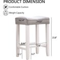 thumbnail image 7 of Bar Stools Set of 2, Backless Square Counter Stool Solid Wood Legs, Saddle-style Island Stool, Farmhouse Barstools with Dailhead Trim Decorate for Kitchen Counter Dining Room,Light Gray, 7 of 7