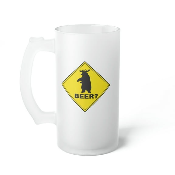 Beer? 16 fl oz Frosted Glass Beer Mug by JC Designs