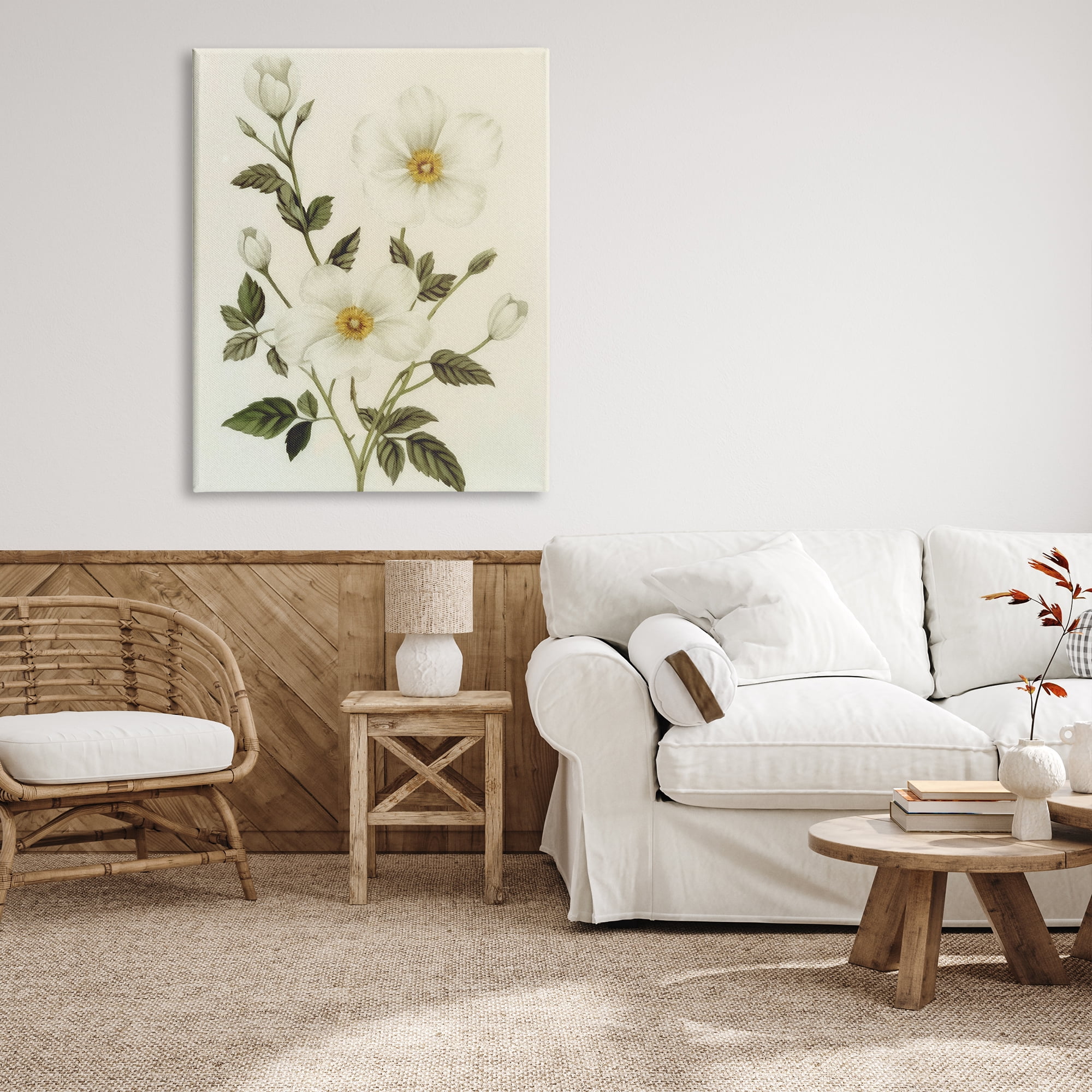 Stupell Industries Vintage Apple Blossoms Botanical & Floral Painting Gallery Wrapped Canvas Art Print Wall Art, 36 x 48