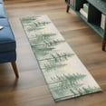 thumbnail image 4 of Green Forest Runner Rugs 2x6 ft Watercolor Misty Green Tall Trees Linen Texture Washable Hallway Rugs Non-Slip Floor Mats Absorbent Carpet Bedside Runners for Bedroom Kitchen Bathroom Laundry Room, 4 of 9