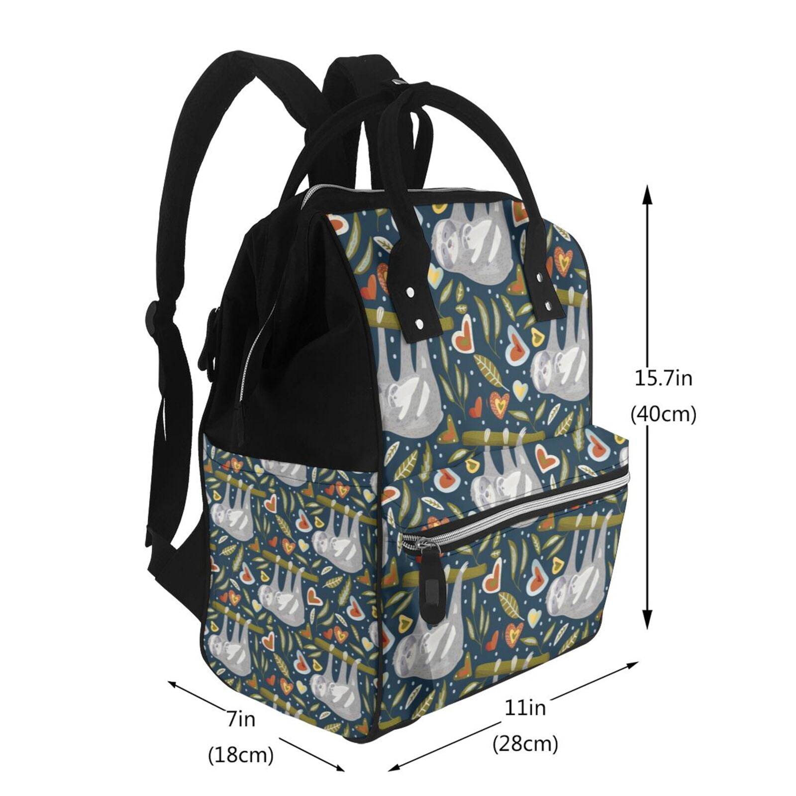 Ratiio Cute Sloth Mummy Backpack - Waterproof Twill Canvas, Large Capacity Diaper Bag with Multiple Pockets and Adjustable Straps