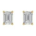 thumbnail image 3 of 2 ct Push-Back Stud Earrings for Women | 7x5mm Emerald Cut Moissanite | 14K Yellow Gold, 3 of 5