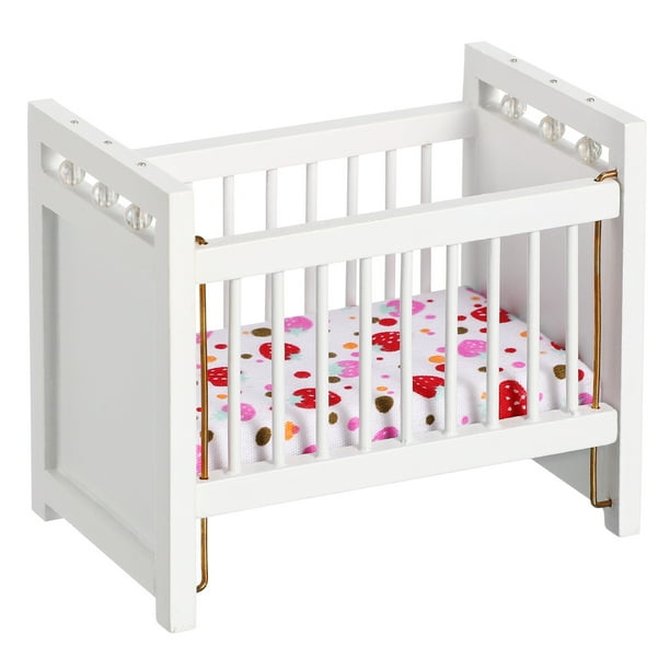 BRIGHTFUFU 1 minicasa de cuna decorativa, modelo de mueble (blanco)