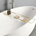 thumbnail image 6 of DENEST Gold & White Expandable Bathtub Tray with Marble Board for Relaxation, 6 of 14