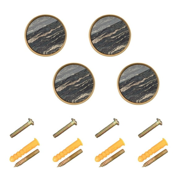 Kitchen Cabinet Knobs Cabinet Handles 1.25 inch Diameter Zinc Alloy Elegant Black Marble 4 Pack