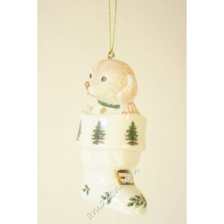 Christmas Tree Ornament, Puppy in Boot, Spode Christmas Tree is the most recognizable and best loved Christmas dinnerware pattern in the world.., By Spode Ship from