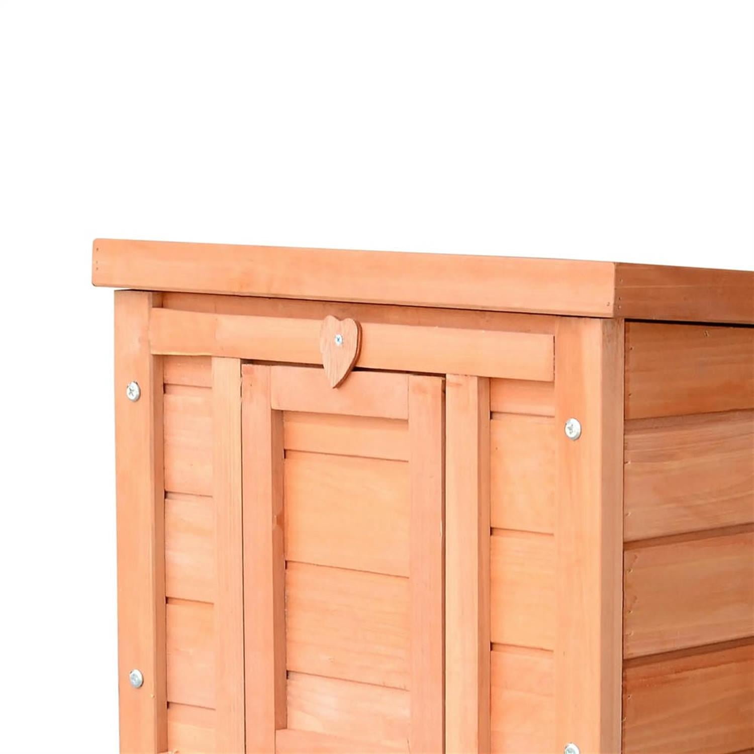 Kadyn 17" Wooden Rabbit Hutch with Openable & Waterproof Roof, Outdoor Bunny Cage for Cats, Bunnies, Guinea Pigs, Orange