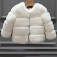 thumbnail image 4 of CPNG Toddler Girls Winter Fuzzy Fleece Solid Color Coat Kids Faux Fur Fashion Furry Fluffy Short Style Jacket Baby Long Sleeve Thick Plush Warm Outwear Coat, 4 of 8