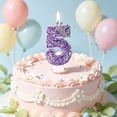 thumbnail image 4 of Number Birthday Candles, Purple Glitter Crown 0-9 Set Cake Topper Candles for Birthday Anniversary Milestone Party Dessert Decor, 4 of 6