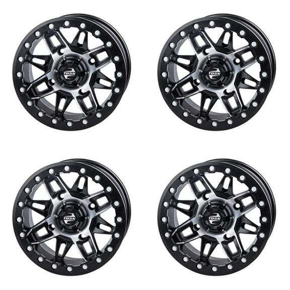 (4 Pack) 4/156 Tusk Wasatch Beadlock Wheel 15x7 5.0   2.0 Machined/Black for Kawasaki Teryx Krx 1000 2020-2025