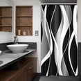 thumbnail image 5 of Small Stall Black White Striped Shower Curtain Rv Narrow Camper Abstract Lines Geometric Modern Simple Cool Man 36Wx72H Inch Neutral Fabric Decor Bathroom Polyester Waterproof 7 Pack Hooks, 5 of 6