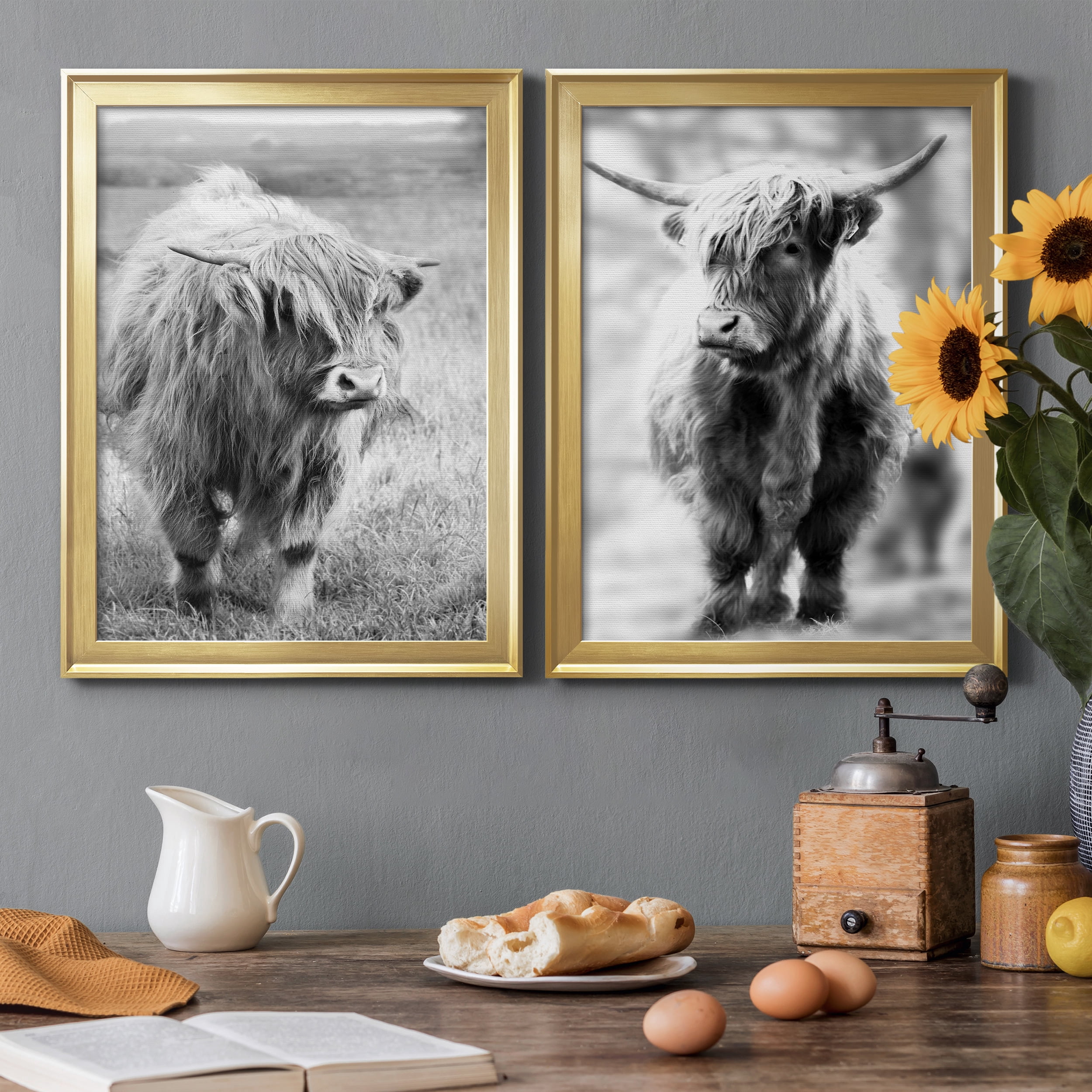 2 Piece Set Gretna Green Highland Premium Framed Canvas - Ready to Hang - 18.5 x 24.5 Each - Gold Frame