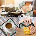 thumbnail image 4 of Pioneer Flower Floral Print Pattern Kitchen Oven Mitt and Pot Holder Sets 2 Pcs for Baking, Cooking and Grilling, Heat Resistant Up To 392 °F, 4 of 7