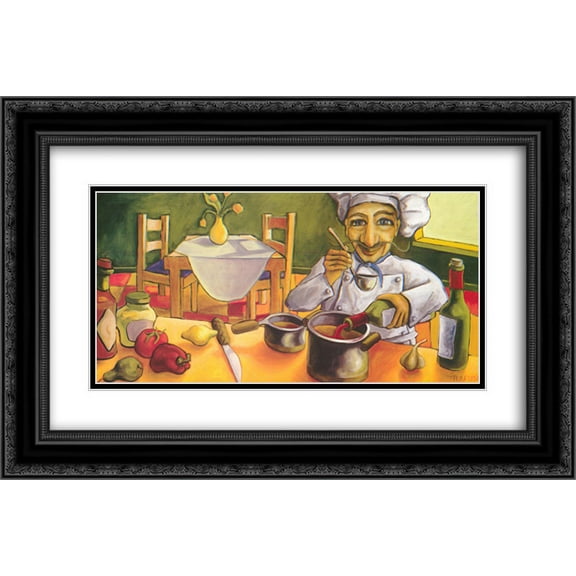 Jean Pierre 2x Matted 24x15 Black Ornate Framed Art Print by Will Rafuse