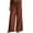 23# Brown, variant on Boho Wide Leg Pants for Women Summer Elastic Drawstring High Waist Linen Trousers Slacks With Lace Fringe Tassel Pockets Black L