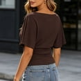 thumbnail image 4 of RUTAYY Women's T-Shirt Elegant Solid Color Batwing Short Sleeve Crew Neck Tee Shirts Casual Everyday Wear Trendy Vacation Tees, 4 of 5