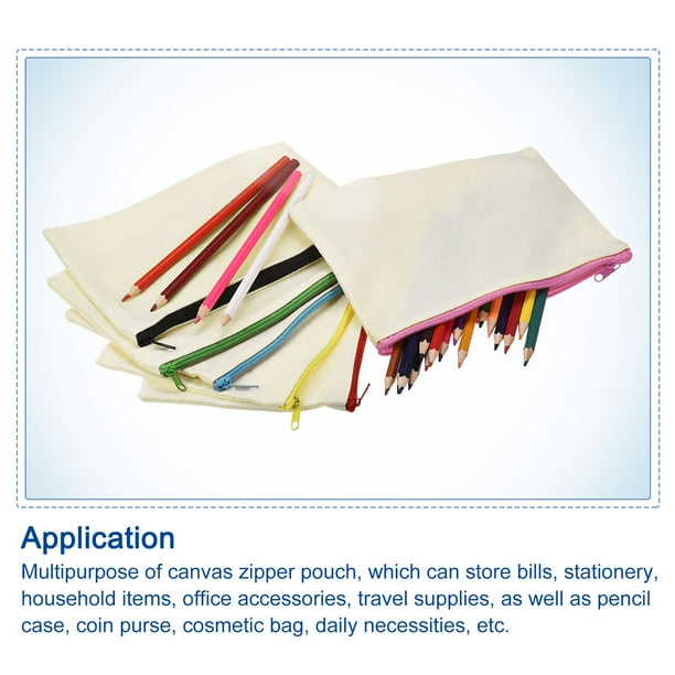 Uxcell Blank Zip DIY Bags Make Up Pocket Canvas Zipper Pouch