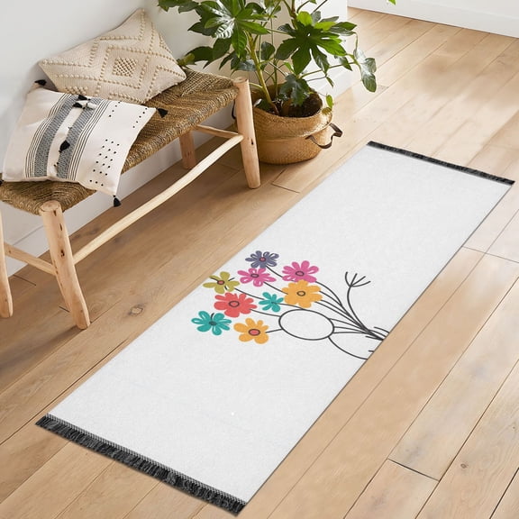 Yayeee Runner Rug for Bedroom 2'x6' Machine Washable Hallway Non Slip Mat, Colorful Flower
