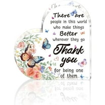 Hearts Acrylic Plaques Butterfly Flowers Thank You Gift for Women Paperweight for Home Office Table Keepsake Gifts for Female Teacher Colleague Christmas Birthday Thanksgiving Day 5.9in