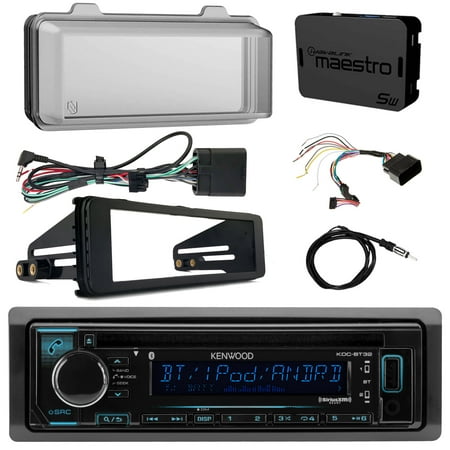 Kenwood KDCBT32 CD Radio, Harley Wiring Kit, Weathershield, Dash Kit
