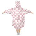 thumbnail image 2 of FORMRS Wearable Blanket Hoodie with Sleeves for Kids Cozy Flannel Sweatshirt, Pink Checkered Heart, 2 of 7