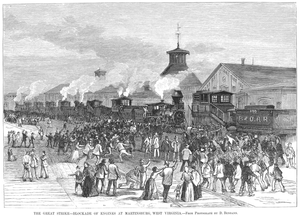 Great Railroad Strike 1877 Nblockade Of Engines At Martinsburg West