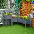 thumbnail image 4 of Raised Garden Bed Set of 3, Elevated Wood Planter Box with Legs and Bed Liner for Backyard and Patio to Grow Vegetables, Herbs, Gray, 4 of 12