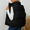 thumbnail image 4 of Fanxing Puffer Vest Women Lightweight Full-Zip Stand Collar Sleeveless Quilted Jacket Warm Winter Coat Padded Down Outerwear Black M, 4 of 9