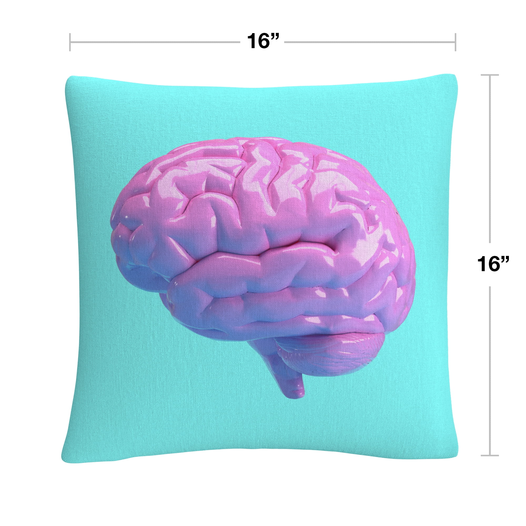 Modern 3D Pink Brain By Abc 16 X 16 Decorative Throw Pillow