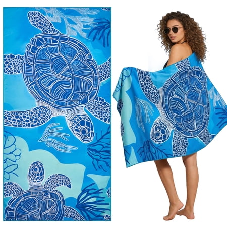 Inadays Beach Towel Sand Free Absorbent Lightweight Compact Warp-knitted Pool Towels for Swimming Camping Yoga Gym Travel Easy Pack Beach Essentials Accessories for Adults Women Men Vacation Gift