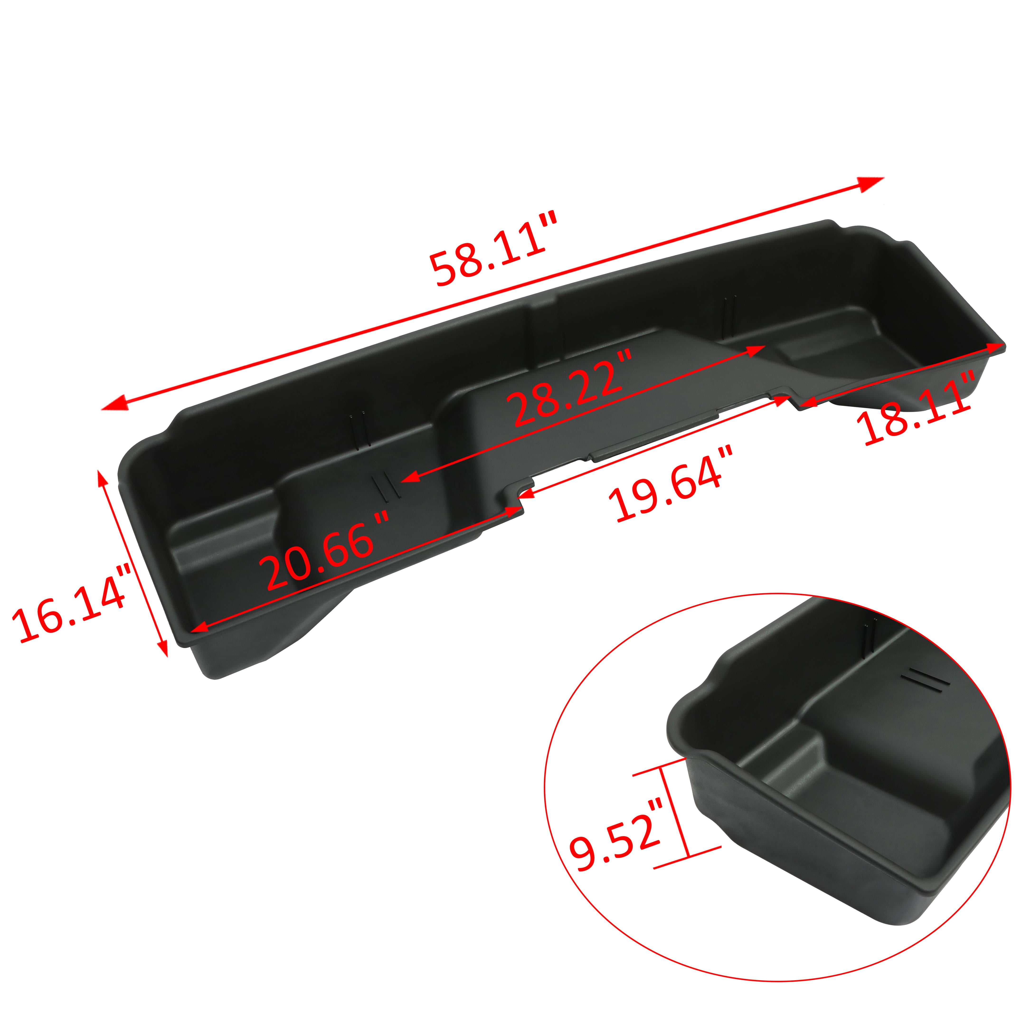 Kojem Underseat Storage Box, Fit for 2007-2013 Chevrolet GMC Silverado Sierra 1500 2500 3500 Extended Cab, Under Seat Box, Tray Tools, Organizer Gearbox