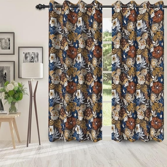 Boho Flowers Blackout Curtains For Bedroom/Living Room,2 Panels Sets Window Curtain,Modern Abstract Colorful Flower Thermal Insulated Printed Curtains With Grommet 42"W x 84"L (Pack of 2)