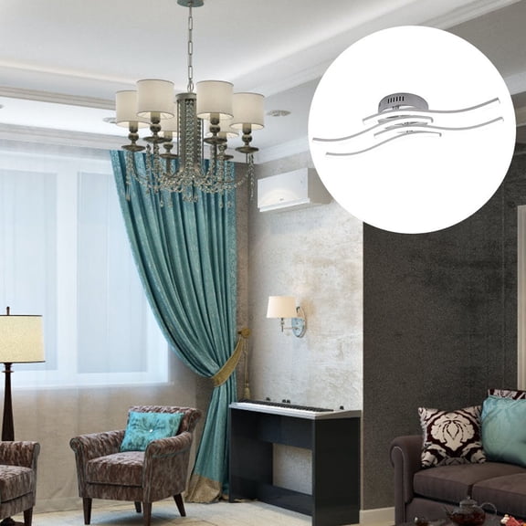 HOOWIFFY Wave Chandelier LED Ceiling Lamp White Metal Plastic for Living Room