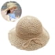 thumbnail image 3 of Girls Kids Casual Beach Vacation Sun Hats Straw Hat Fashion Summer Sun Protective Caps (Beige), 3 of 3