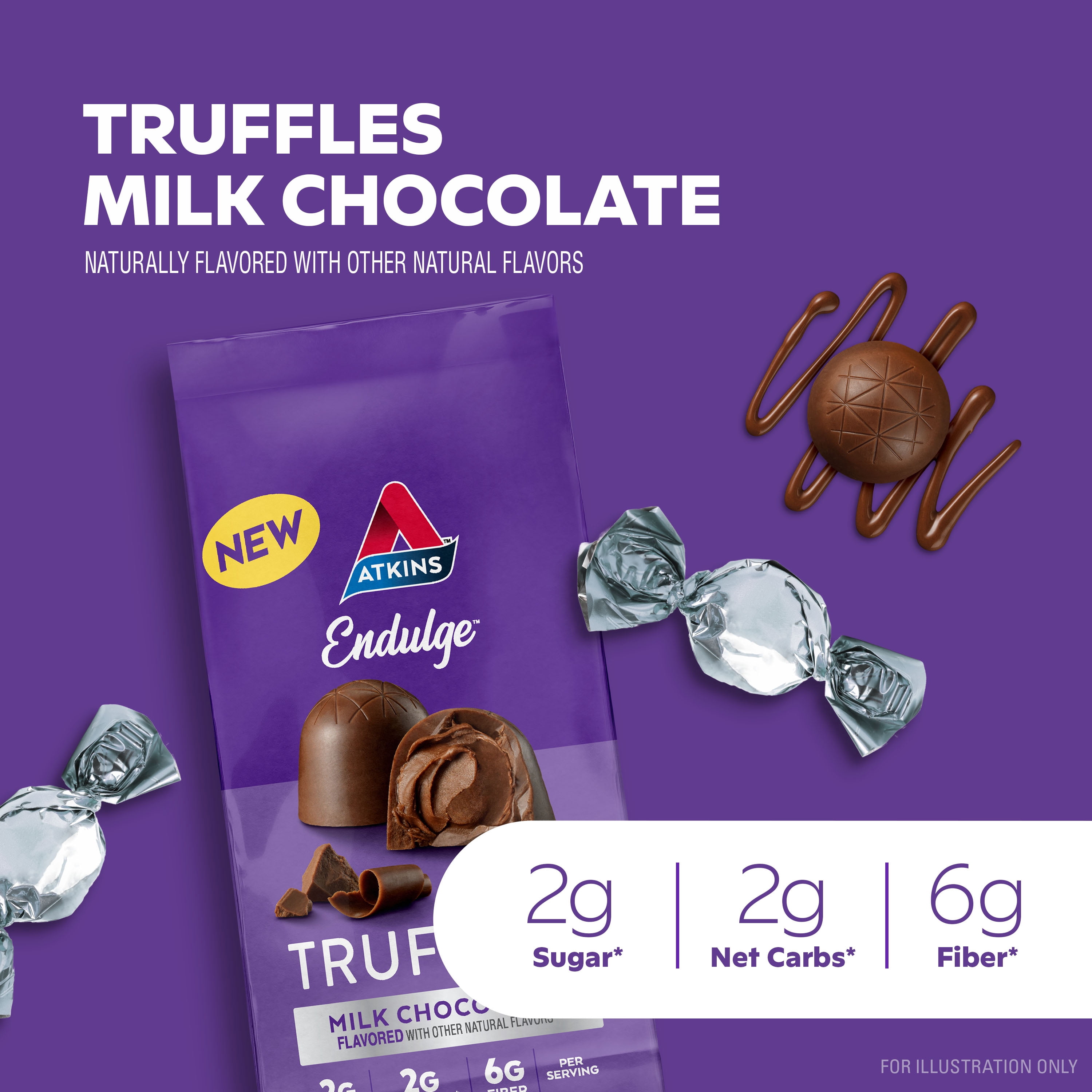 (3 pack) Atkins Endulge Treats, Milk Chocolate Truffles, Low Sugar, Low Carb, Keto-friendly, 12 Count (4pk)