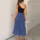 thumbnail image 3 of Vestido largo de playa con estampado de patchwork de verano para mujer, sin mangas, con un hombro al descubierto Pompotops  ghjkhdj2868, 3 of 5