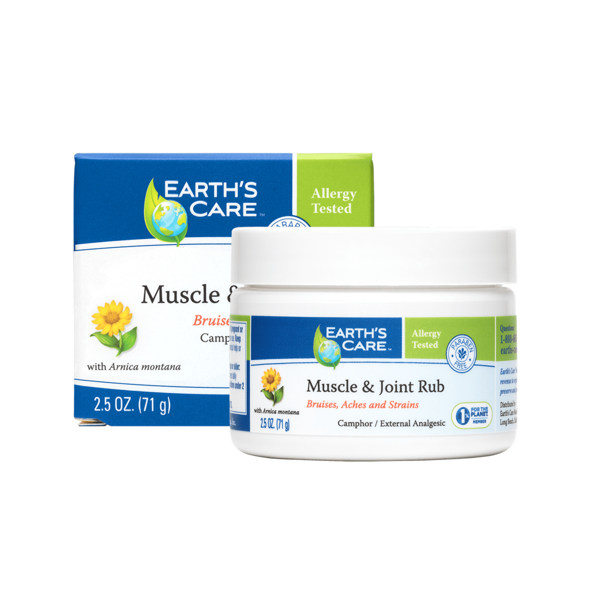 Earth's Care Muscle And Joint Pain Relief Balm- Natural Pain Relief with 3% Camphor & Vitamin E, 2.5 Oz