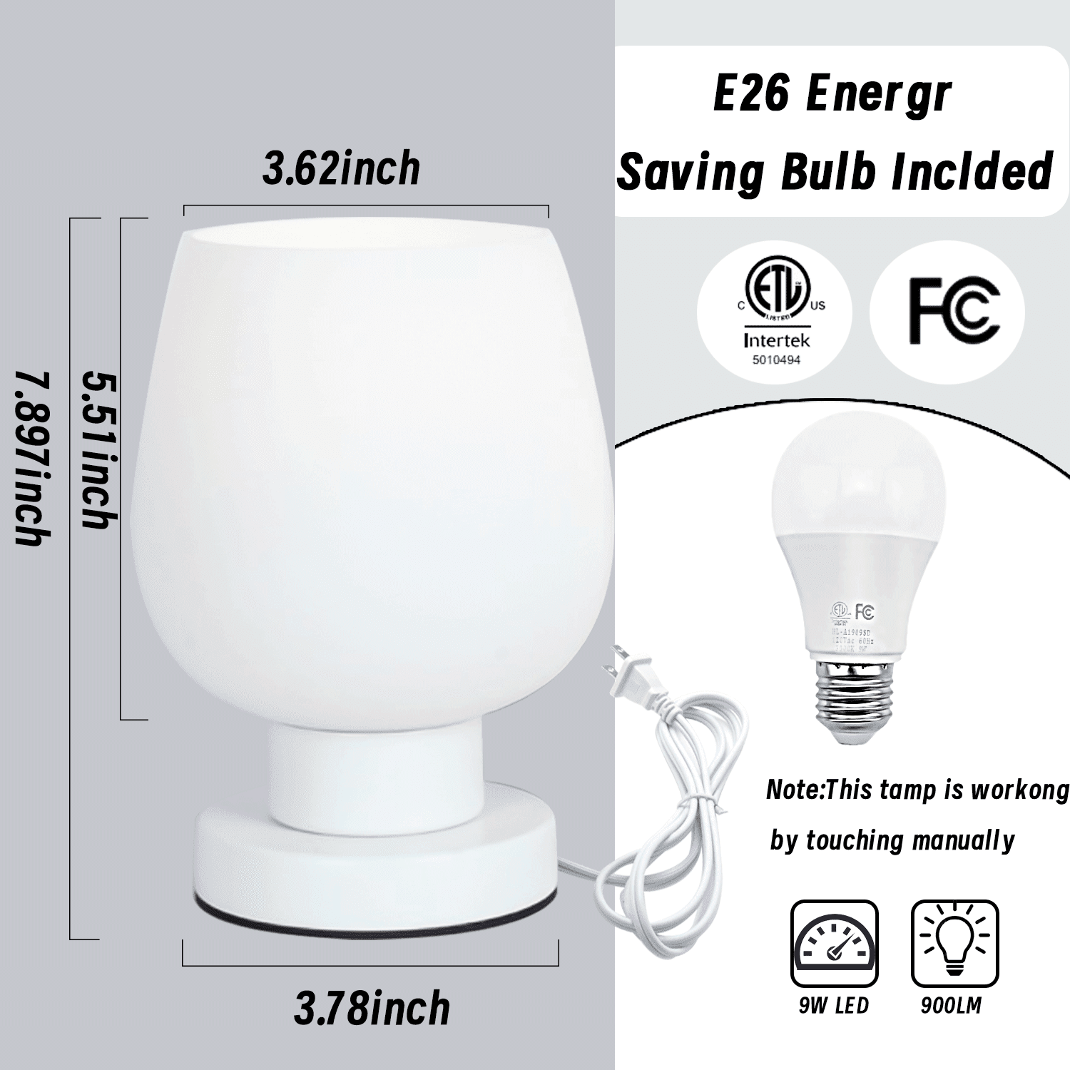 Touch Bedside Lamps with USB Ports, 3 Way Dimmable Small Nightstand Lamp for Bedroom, Living Room, Kids Room, Office Desk (E26 Bulb Included)