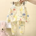 thumbnail image 2 of NOLDARES Toddler Kids Boy Clothes Print Crew Neck Long Sleeve Sweatshirt Shirt Joggers Pants Set Fall Winter Outfits Size:6-12 M,Light Yellow, 2 of 5