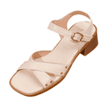 thumbnail image 2 of Viluyesy Womens Heeled Sandals, Square Toe Ankle Strap Comfort Slingback Casual Dressy Shoes White US6, 2 of 9