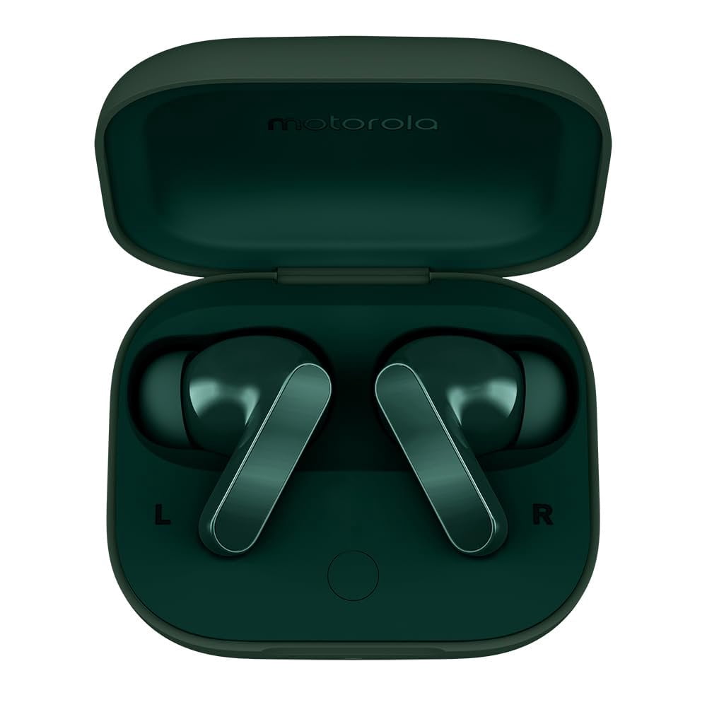 Motorola Moto Buds Bass XT2443-1 Dynamic ANC, Triple Microphone Array, Bluetooth 5.3, IP54 Water & Dust Resistant, Dolby Atmos Audio - Posy Green