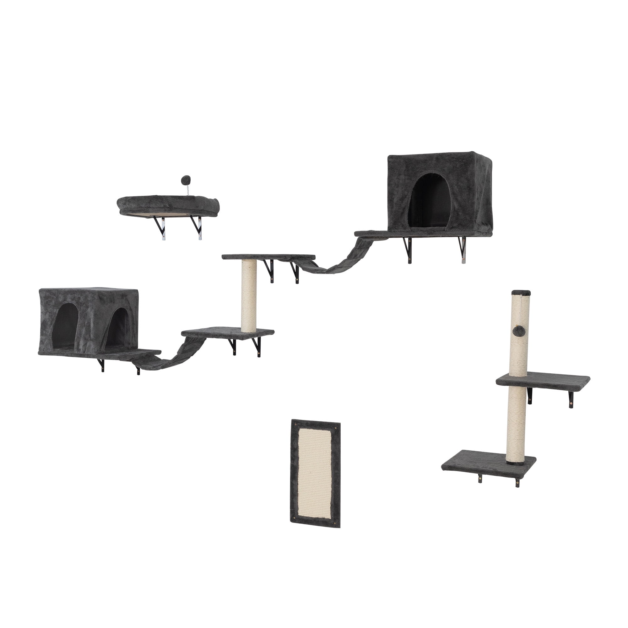 Pefilos Cat Wall Shelves and Perches Set for 6, Cat Tree House for Indoor Cats, Modern Furniture for Cat Sleeping Playing Lounging Climbing Cat Condos, Dark Gray Pefilos Cat Wall Shelves and Perches Set for 6, Cat Tree House for Indoor Cats, Modern Furniture for Cat Sleeping Playing Lounging Climbing Cat Condos, Dark Gray