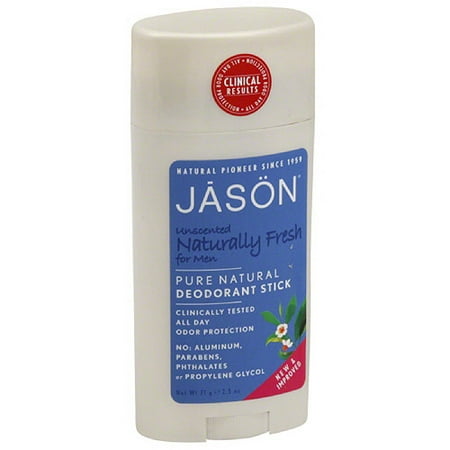 Jason Unscented Naturally Fresh Deodorant Stick for Men, 2.5 oz, (Pack of 12)