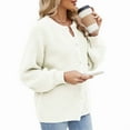 thumbnail image 3 of Womens Button Down Long Sleeve Chunky Soft Knit Sweater Fall Open Front Loose Casual Cardigan Coat White XL, 3 of 8