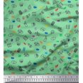 thumbnail image 1 of Soimoi Green Rayon Fabric Coke,Film Reel & Mask Modern Style Print Fabric by Yard 42 Inch Wide, 1 of 3