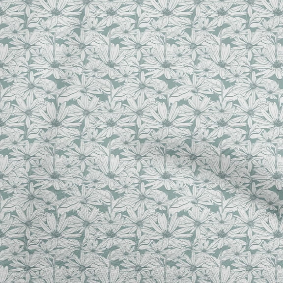 oneOone Polyester Spandex Dusty Teal Green Fabric Floral Dress Material Fabric Print Fabric By The Yard 56 Inch Wide
