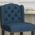 thumbnail image 3 of GDF Studio Vienna Contemporary Fabric Tufted Wingback 27 Inch Counter Stools, Set of 2, Navy Blue and Dark Brown, 3 of 9