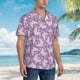 thumbnail image 3 of Fotbe Purple Butterflies Floral Camisa Hawaiana para Hombre Unisex – Camisa Casual de Verano con Botones de Manga Corta de Algodón y Lino,3X-Large, 3 of 7