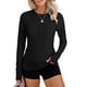 thumbnail image 1 of Craaazy Women's Solid Color Relaxed Fit Athletic Long Sleeve Shirt, Lightweight Sun Protective Top, Slim Fit with Thumb Holes for Workout Gifts, 1 of 7